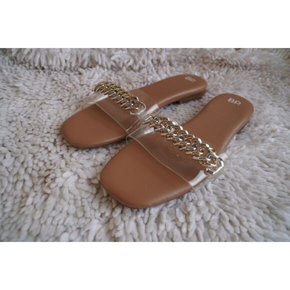 BP. Tan Asher Two-Ton Chain Flat Slide Sandals Size 11 - Picture 6 of 8